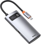 USB Hub Baseus Metal Gleam Series 4-in-1 Multifunctional Type-C HUB Docking Station Gray (CAHUB-CY0G) - obraz 1