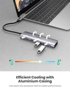 USB-хаб Ugreen CM136 USB Type-C Multifunction Adapter to 3xUSB 3.0+HDMI+PD Space Gray (6957303874958) - зображення 6