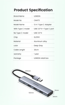 USB Hub Ugreen CM473 USB 3.0 to 4-Port USB 3.0 Hub Space Gray (6957303828050) - obraz 10