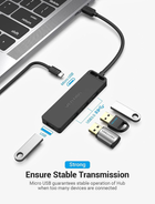 Hub Vention USB 3.1 Type-C - 4 x USB 3.0 aktywny Black (6922794746732) - obraz 4