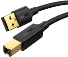 Kabel Ugreen US135 USB 2.0 AM to BM Print Cable 3 m Black (6957303813513) - obraz 1