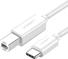Kabel Ugreen US241 USB Type-C 2.0 to USB Type-B 2.0 Print Cable 1 m White (6957303845606) - obraz 1