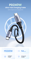 Kabel Ugreen US535 USB Type-C to USB Type-C PD 2 m Dark-Gray (6957303894406) - obraz 4