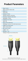 Кабель Vention DisplayPort v1.4 1 м Black, 8K 60 Гц, 4K 144 Гц, 2K 165 Гц, 1080P 240 Гц (6922794753921) - зображення 4