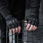 Тактические Военные Перчатки Без Пальцев Для Военных с накладками Черные Tactical Gloves PRO Black L Беспалые Армейские Штурмовые - изображение 6