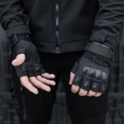 Тактические Военные Перчатки Без Пальцев Для Военных с накладками Черные Tactical Gloves PRO Black L Беспалые Армейские Штурмовые - изображение 15