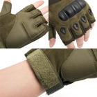 Тактичні Військові Рукавички Без Пальців Для Військових з накладками Хакі Tactical Gloves PRO Olive XL Безпалі Армійські Штурмові - зображення 4