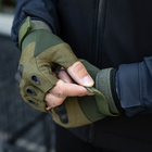 Тактичні Військові Рукавички Без Пальців Для Військових з накладками Олива Tactical Gloves PRO Olive M Безпалі Армійські Штурмові - зображення 8