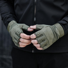Тактичні Військові Рукавички Без Пальців Для Військових Хакі Tactical Gloves PRO Olive M Безпалі Армійські Штурмові - зображення 14