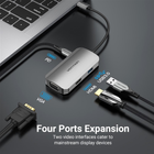 USB Hub Vention USB 3.1 Type-C HDMI / VGA / USB 3.0 / PD 100 W Hub 4-in-1 (6922794754706) - obraz 4