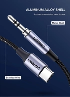 Кабель Ugreen AV143 Round USB Type-C Male to Audio Cable 3.5 мм Male Aluminum Shell 1 м Deep Gray (6957303836338) - зображення 4