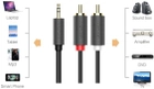 Kabel Ugreen AV102 AUX 3.5 mm TRS-RCAx2 M / M 1.5 m Black (6957303815111) - obraz 3