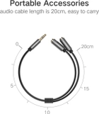 Kabel Ugreen AV123 3.5 mm Stereo Audio Splitter Cable with Braid 20 cm White (6957303817801) - obraz 5