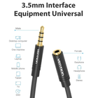 Kabel Vention Audio 3.5 mm m - 3.5 mm F 1 m Black (VAB-B06-B100-M) - obraz 5