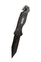 Нож складной MASTERTOOL "ELMAX" 207х37х16 мм черное нержавеющее лезвие алюминиевая рукоятка стропорез AMS1264 - изображение 1