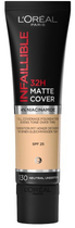 Podkład do twarzy L'Oreal Paris Infallible 32H Matte Cover Foundation długotrwały matujący 130 Neutral Undertone/True Beige 30 ml (3600523783731) - obraz 1