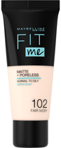 Podkład do twarzy Maybelline Fit Me Matte & Poreless Foundation matujący 102 Fair Ivory 30 ml (3600531369361) - obraz 1