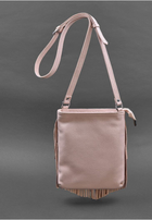 Кожаная женская сумка с бахромой мини-кроссбоди розовая - изображение 5