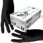 Перчатки нитриловые черные без пудры нестерильные SFM 3,8 г размер М 100шт./уп - изображение 1
