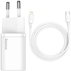 Сетевое зарядное устройство Baseus Super Si Quick Charger 1C 20W + кабель Type-C to Lightning (Белый) (156687)