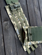 Камербанд с системой быстрого сброса и карманами под защитные пакеты 15*30см/Камербанд военный для ВСУ пиксель - изображение 3