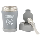 Pojemnik Twistshake termiczny z łyżką pastelowo szary 350 ml (7350083127518) - obraz 1