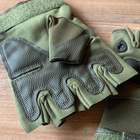 Перчатки тактические с защитой костяшек полупалец олива М - изображение 8