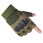 Перчатки тактические с защитой костяшек полупалец олива XL - изображение 1