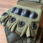 Перчатки тактические с защитой костяшек полупалец олива XL - изображение 7