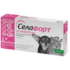 Капли от блох, клещей и гельминтов для собак и кошек до 2.5 кг Selafort (Селафорт) by KRKA, 15 мг / 0.25 мл