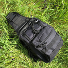 Тактическая сумка мужская армейская укрепленная black / слинг/ рюкзак (3702) - изображение 3