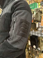 Чоловіча флісова демісезонна кофта Safari Tactical на блискавці з Softshell вставками Чорний S Kali AI474 високий комір - стійка кишені на блискавці - зображення 3