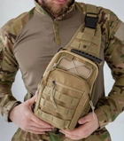 Мужская сумка-рюкзак на плечо 6л Койот тактическая нагрудная сумка однолямочная подсумок тактический - изображение 1