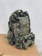 Рюкзак сумка в универсальная на плечи ранец с 3-мя подсумками прочный материал пиксельный Камуфляж 50 л - изображение 1