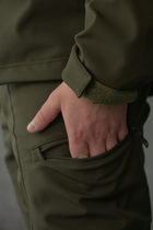 Чоловічий демісезонний костюм Softshell з Липучками під Шеврони оливковий колір Куртка і штани XL - зображення 4