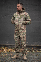 Мужской костюм Softshell на флисе Куртка с капюшоном + Брюки / ветрозащитная форма цвет мультикам 3XL - изображение 2