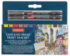 Zestaw farb akwarelowych Derwent Line and Wash Paint Pan z akcesoriami 12 kolorów (5028252620352) - obraz 1
