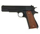 Пистолет Кольт металлический черный стреляет пластиковыми 6 мм пулями с коричневой накладкой - изображение 7