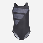 Підлітковий суцільний купальник для басейну для дівчинки Adidas Big Bars Suit IC4723 140 см Темно-синій (4066745115153) - зображення 1