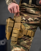 Набедренная тактическая кабура для пистолета Tactic универсальная кобура на пояс с карманом под магазин кайот Вт7585 - изображение 4