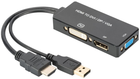 Adapter Digitus HDMI/USB Type-A - HDMI/DVI/DisplayPort 0.20 m Black (AK-330403-002-S) - obraz 1