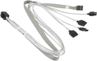 Kabel Super Micro mini-SAS HD - 4 x SATA 0.50 m Grey (CBL-SAST-0616) - obraz 1