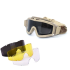 Тактические защитные очки Сombat со сменными линзами (3 шт.) Койот - изображение 1
