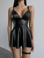 Кожаное сексуальное платье для женщин с чулками 8013 Simply Sexy черная М