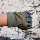 Демисезонные тактические перчатки с флисовой подкладкой Олива L 20-21 см. - изображение 4