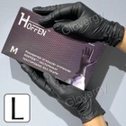 Перчатки нитриловые Hoffen Black размер L черные 100 шт - изображение 1