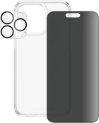 Набір PanzerGlass Privacy 3-in-1 Pack для Apple iPhone 15 Pro Max чохол + Захисне скло + Захисне скло для камери (B1175+P2812) - зображення 4