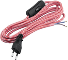 Przewód elektryczny z włącznikiem w oplocie DPM 2.5 m czerwono-biały (DIC0725) - obraz 2