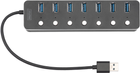 USB-хаб Digitus USB 3.0 Type-A 7-портовий з вимикачами Grey (DA-70248) - зображення 3