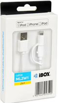 Kabel iBOX USB 2-w-1 Type-A / Micro-B + Lightning MFi 1 m Biały (IKUML2W1) - obraz 3